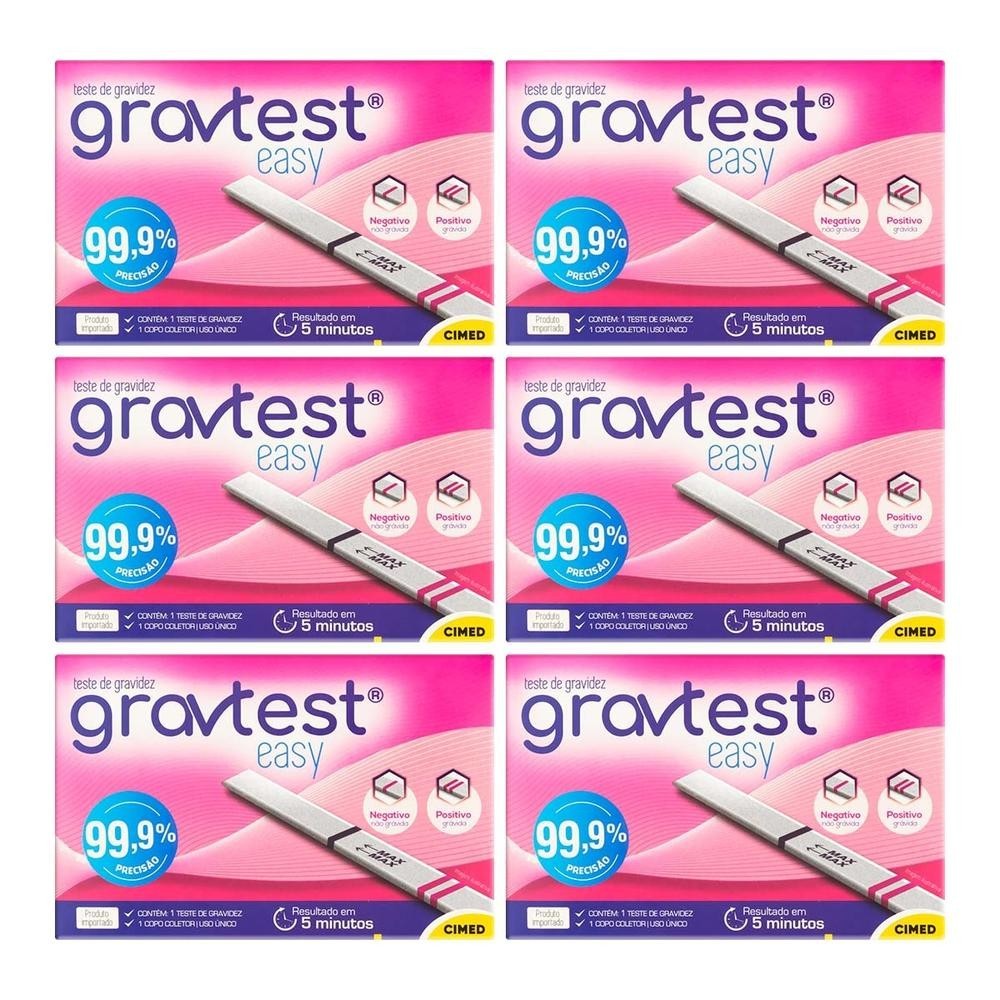 Kit 6 unidades Teste de Gravidez em Tira Gravtest Easy em Oferta na Shopee