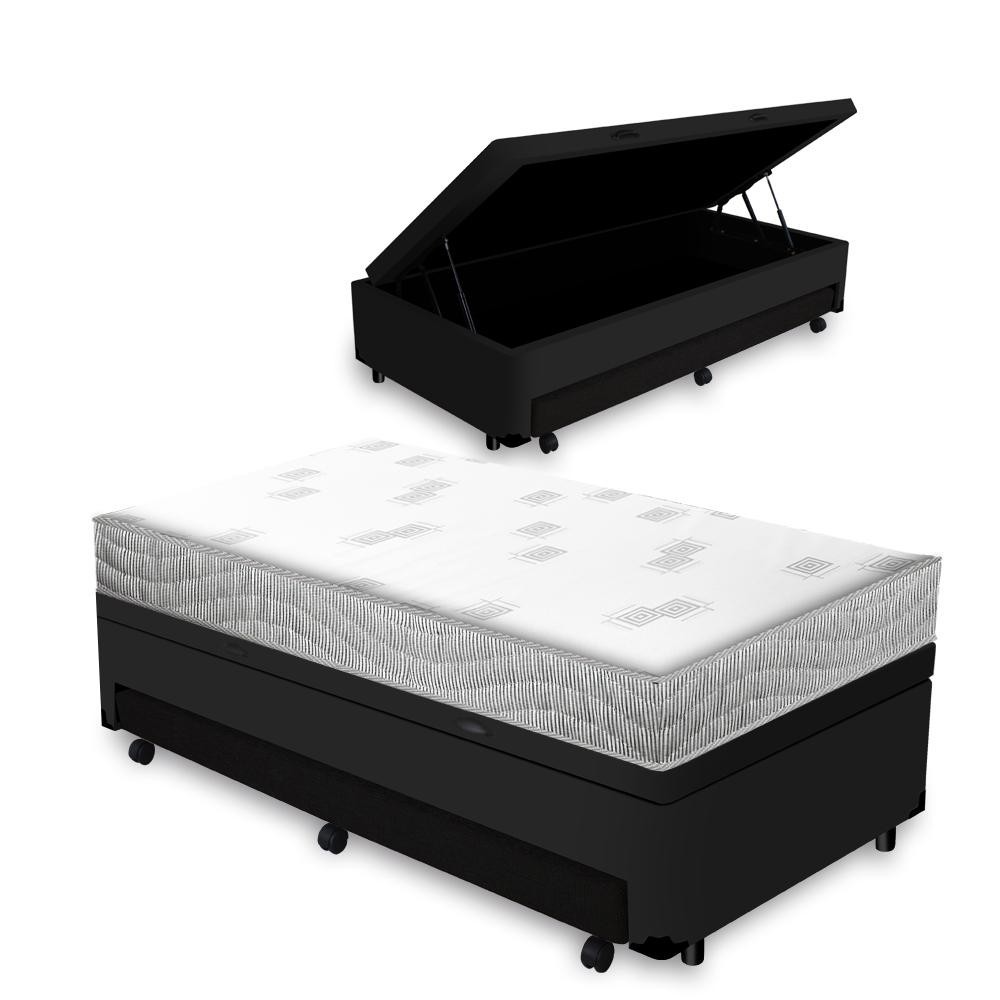 Cama Box Baú e Auxiliar Solteiro + Colchão de Espuma D23 - Ortobom - Light Liso 88cm