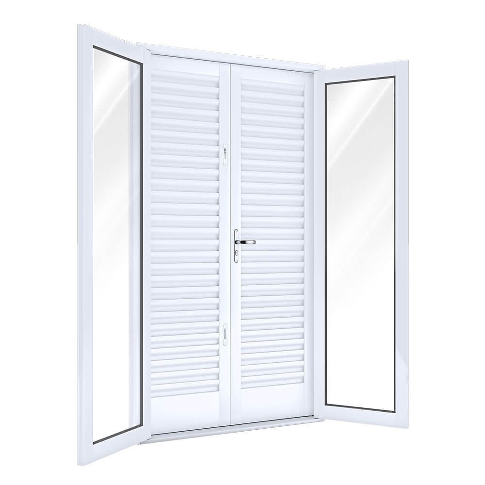 Porta de Aço Balcão 215x120cm com Vidro 4 Folhas Facilita Lucasa Branco em Oferta na Shopee