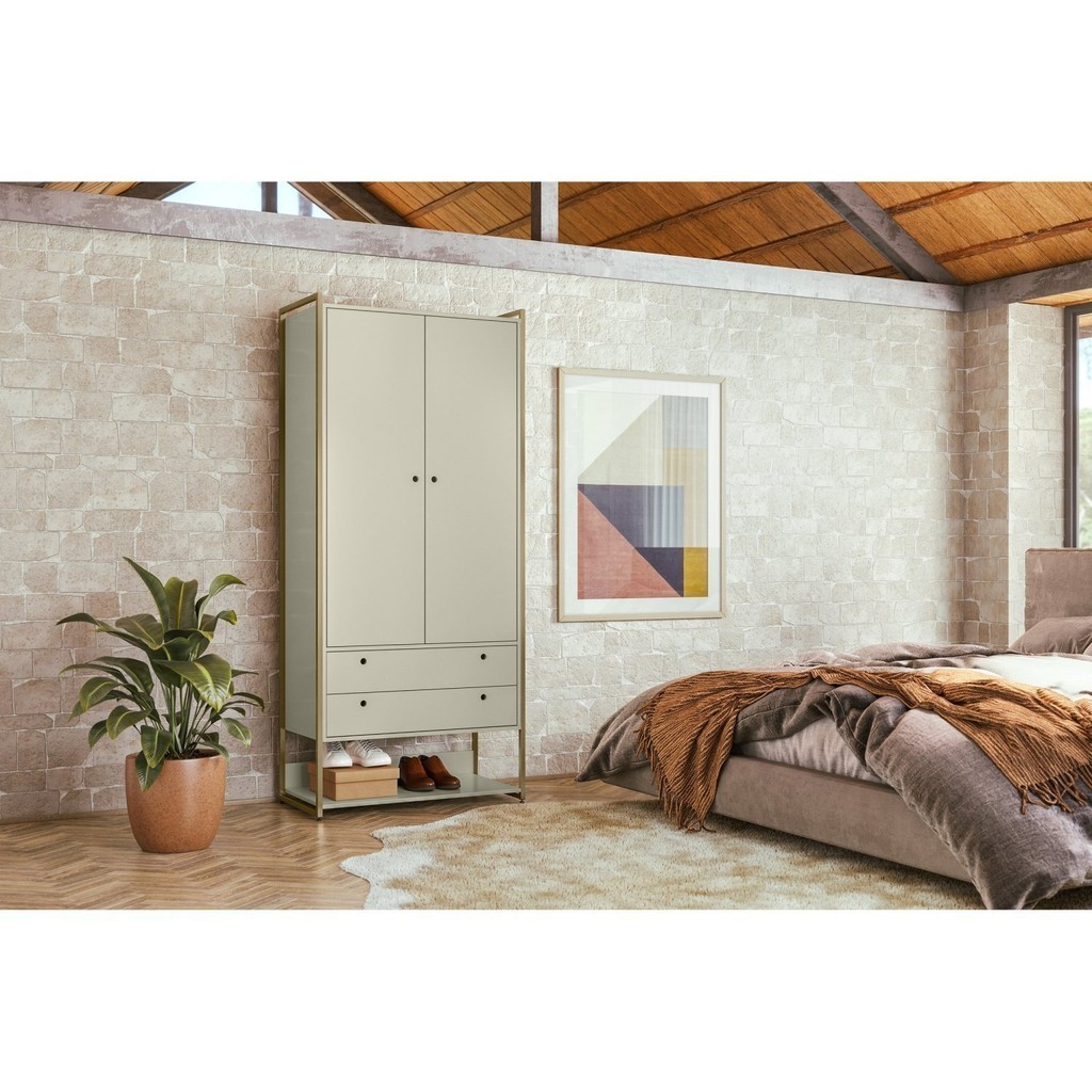 Guarda Roupa Closet Modulado Industrial 2 Porta 2 Gavetas Olivar Off White - Home & Living