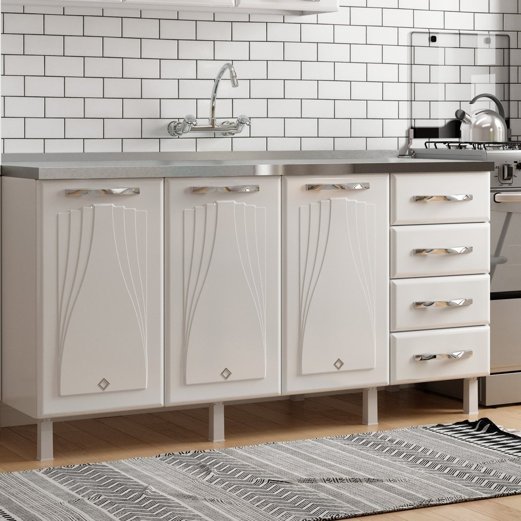 Balcão de Cozinha Aço Triplo Star New  Branco em Oferta na Shopee