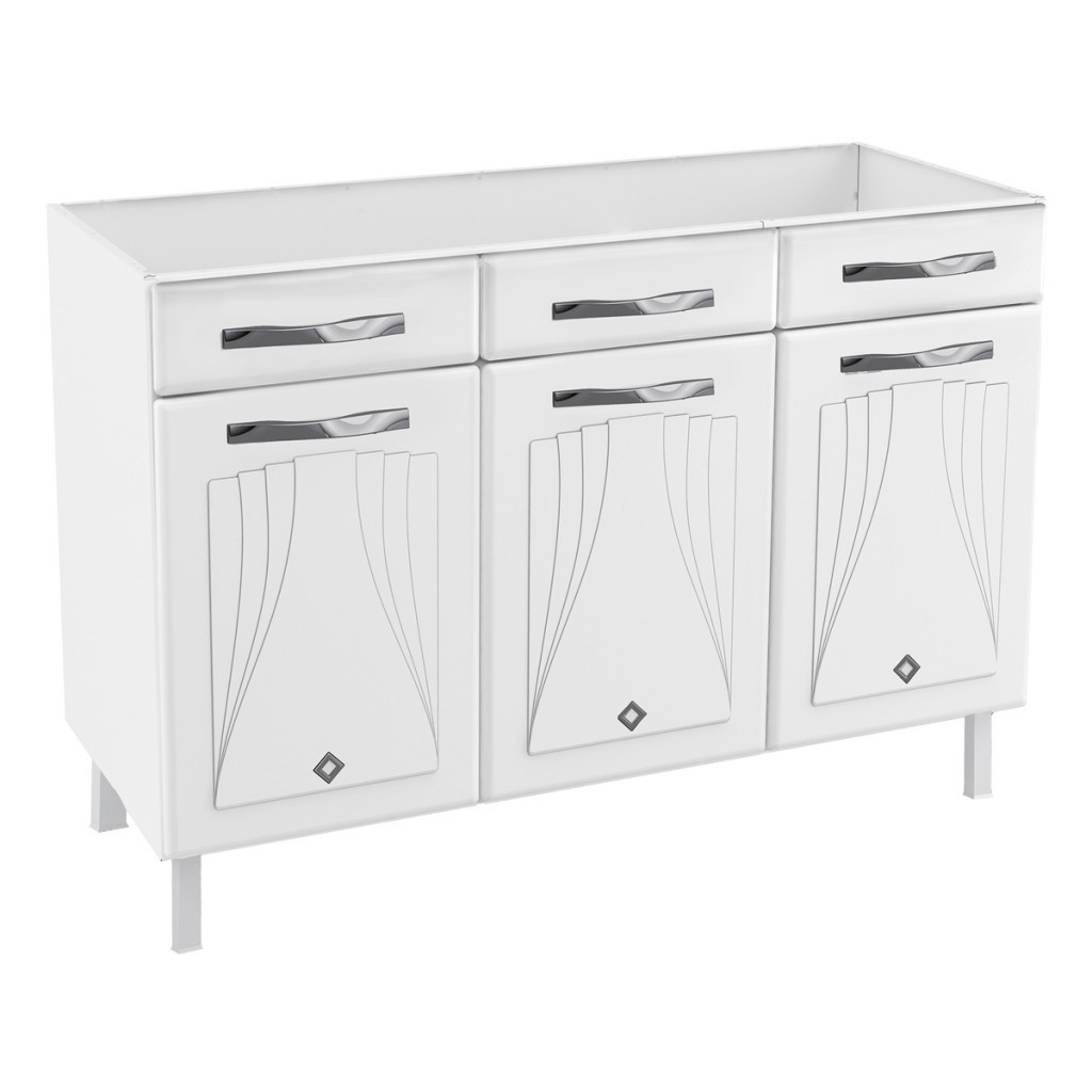 Balcão de Cozinha para Pia em Aço Star New 3 Portas 2 Gavetas Branco - Telasul em Oferta na Shopee