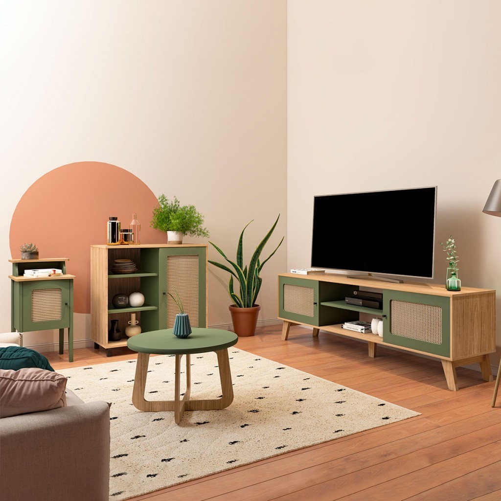 Sala de Estar Completa para TV Até 75 Polegadas Charlotte 4 Portas 3 Prateleiras - Home & Living