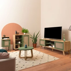 Sala de Estar Completa para TV Até 75 Polegadas Charlotte 4 Portas 3 Prateleiras