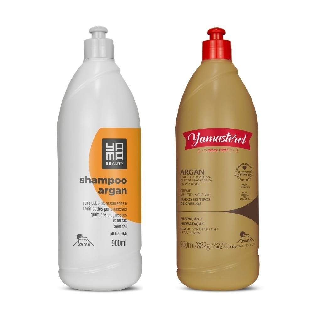 Kit pré-poo Yamasterol Argan e Shampoo Argan 900ml Para Cabelos Ressecados e Danificados em Oferta na Shopee