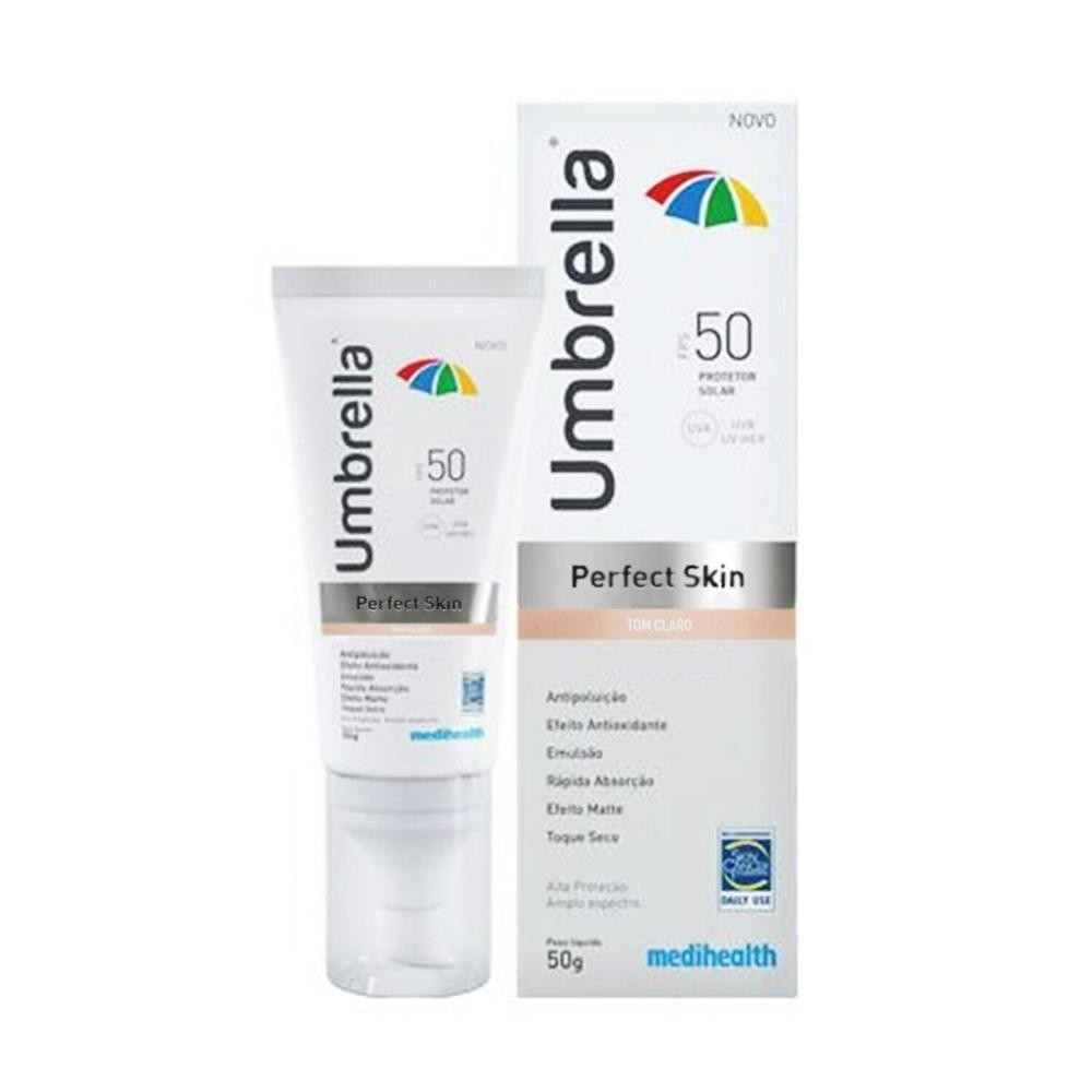 Protetor Solar Facial Umbrella Perfect Skin  FPS50 Tom Claro 50g - Beauty