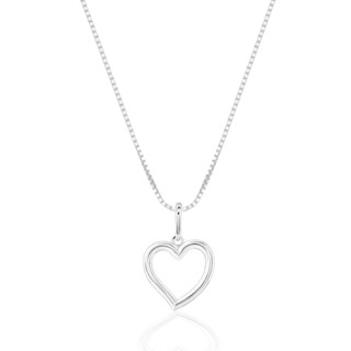 Colar prata 925 coração vazado 14mm x 20mm