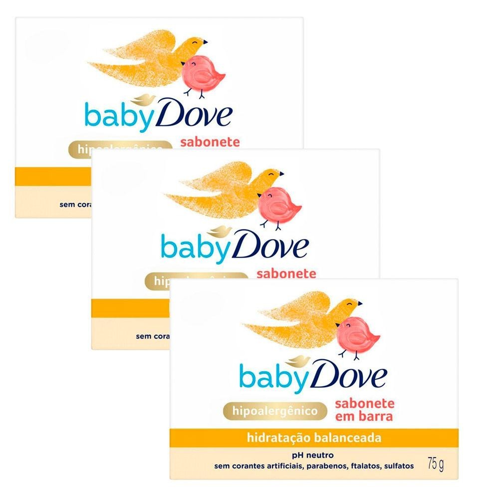 Kit 3 Sabonete na Barra Baby Dove Hidratação Balanceada 75g em Oferta na Shopee