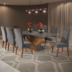 Mesa de Jantar 8 Lugares Easy com Vidro
