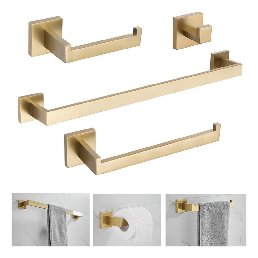 Kit Acessórios Para Banheiro Dourado Luxo Inox Toalhas Papel · foto 2