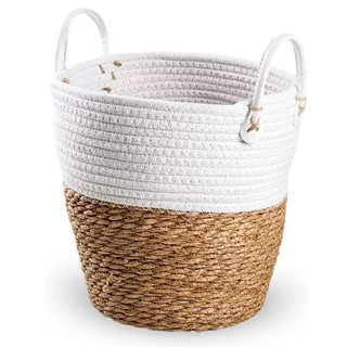 Cesto Decorativo Philippe de Seagress e Algodão com Alças - 36x36x40cm - 1 unidade - Rizzo em Oferta na Shopee