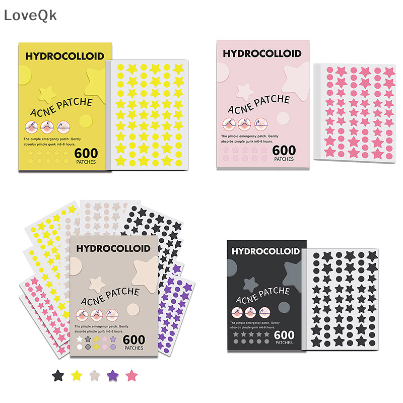 LoveQk 600 PCS/SET Star Pimple Patch Acne Colorida Remoção De Invisível Adesivos Para Cuidados Com A Pele Corretivo De Beleza Facial Ferramentas De Maquiagem Qk