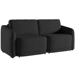Sofá Cama para Sala de Estar 2 Lugares 176cm Montserrat K01 Veludo Preto - Lyam Decor