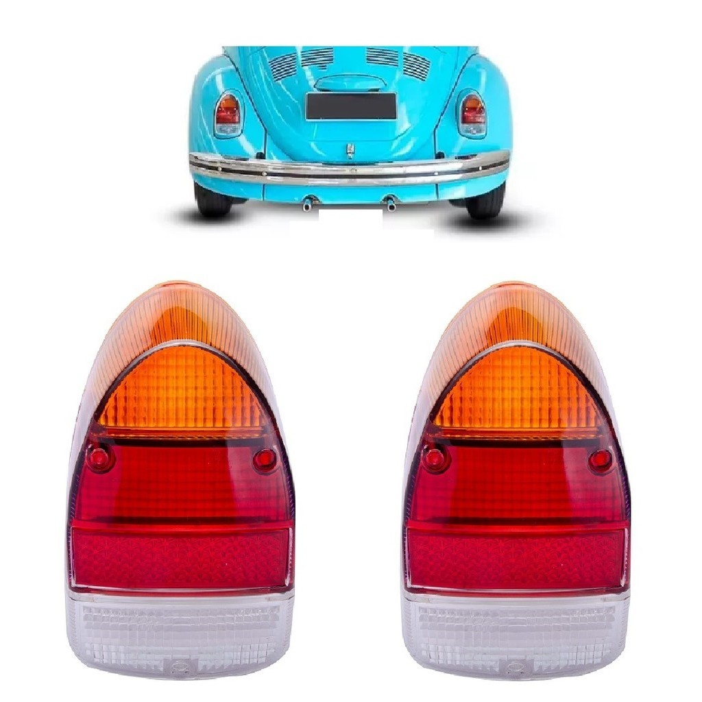 Par Lente Lanterna Traseira Fusca 1300L 1500 1970 1971 1972 1973 1974 1975 1976 1977 1978 1979 Âmbar Tricolor