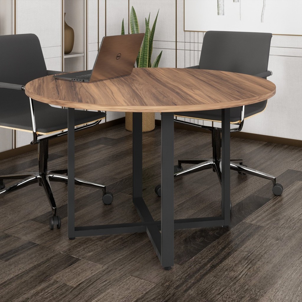Mesa de Reunião Redonda 4 Lugares Pé Quadro - Home & Living