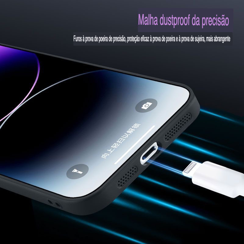 Capa magnética nano fosca antiderrapante para celular iPhone, nova lente com tudo incluído, iphone 11 12 13 14 15promax - detalhe