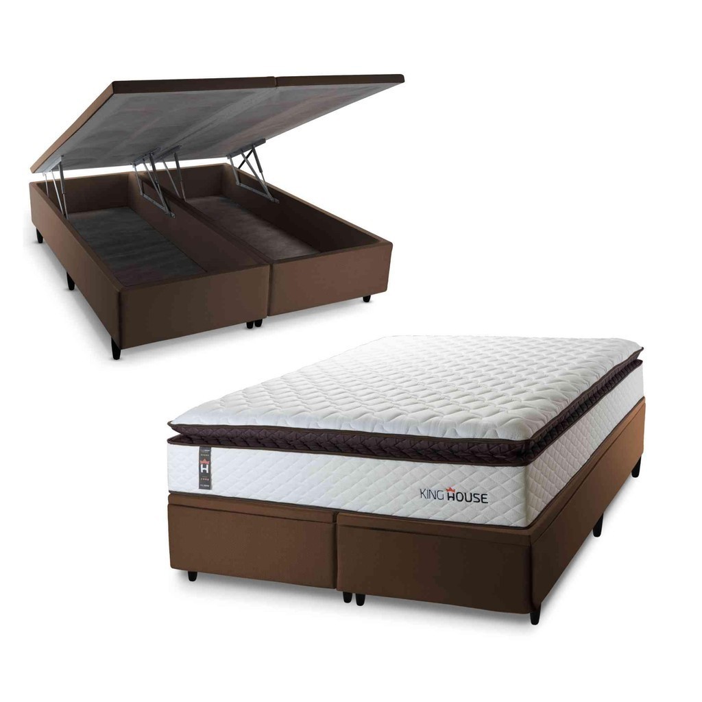 Conjunto Box Baú San Diego Branco 158x198x74 Espuma D33 em Oferta na Shopee