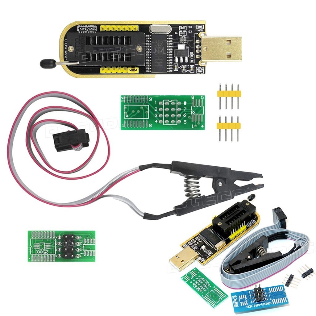 Kit Programador Gravador Eprom Usb SOIC8 CH341A Pinça Jacaré em Oferta na Shopee