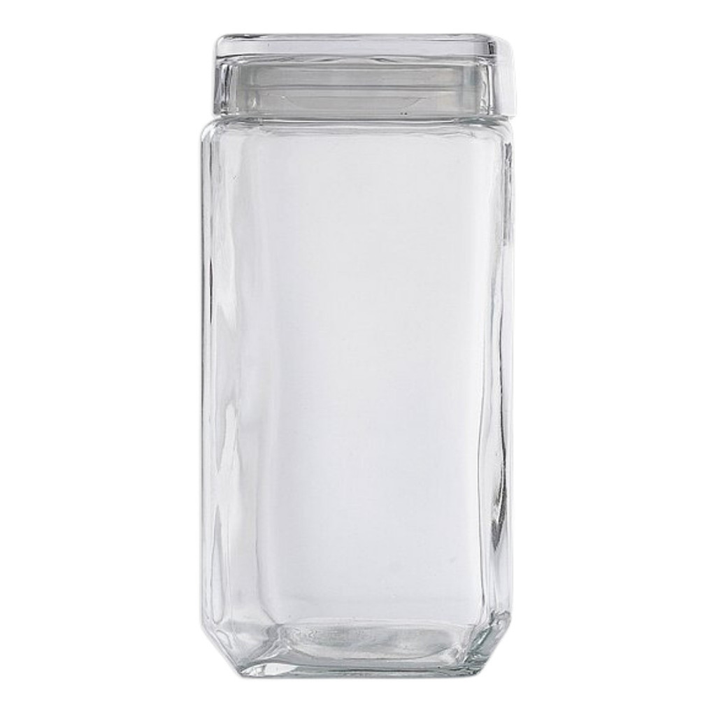 Pote Porta Mantimento Quadrado Tampa Vidro Style 2,160L Cozinha Armazenamento Premium Luxo Le Bianco