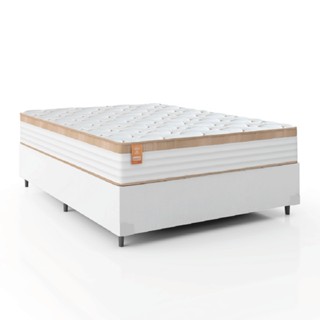 Cama Box Colchão Casal Molas Ensacadas Real 138x188x65cm Linho Branco / Bege Inducol - Suporta até 130kg por Pessoa em Oferta na Shopee