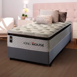 Conjunto Cama Box c/ Molas Ensacadas New York Solteiro 96x203x73
