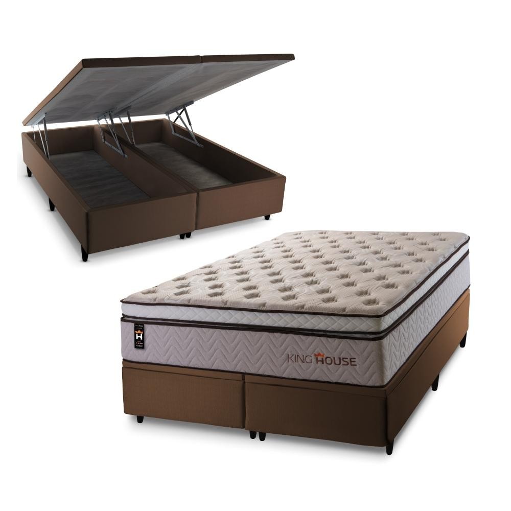 Conjunto Box Baú Liverpool Bege 158x198x80 c/ Molas Ensacadas em Oferta na Shopee