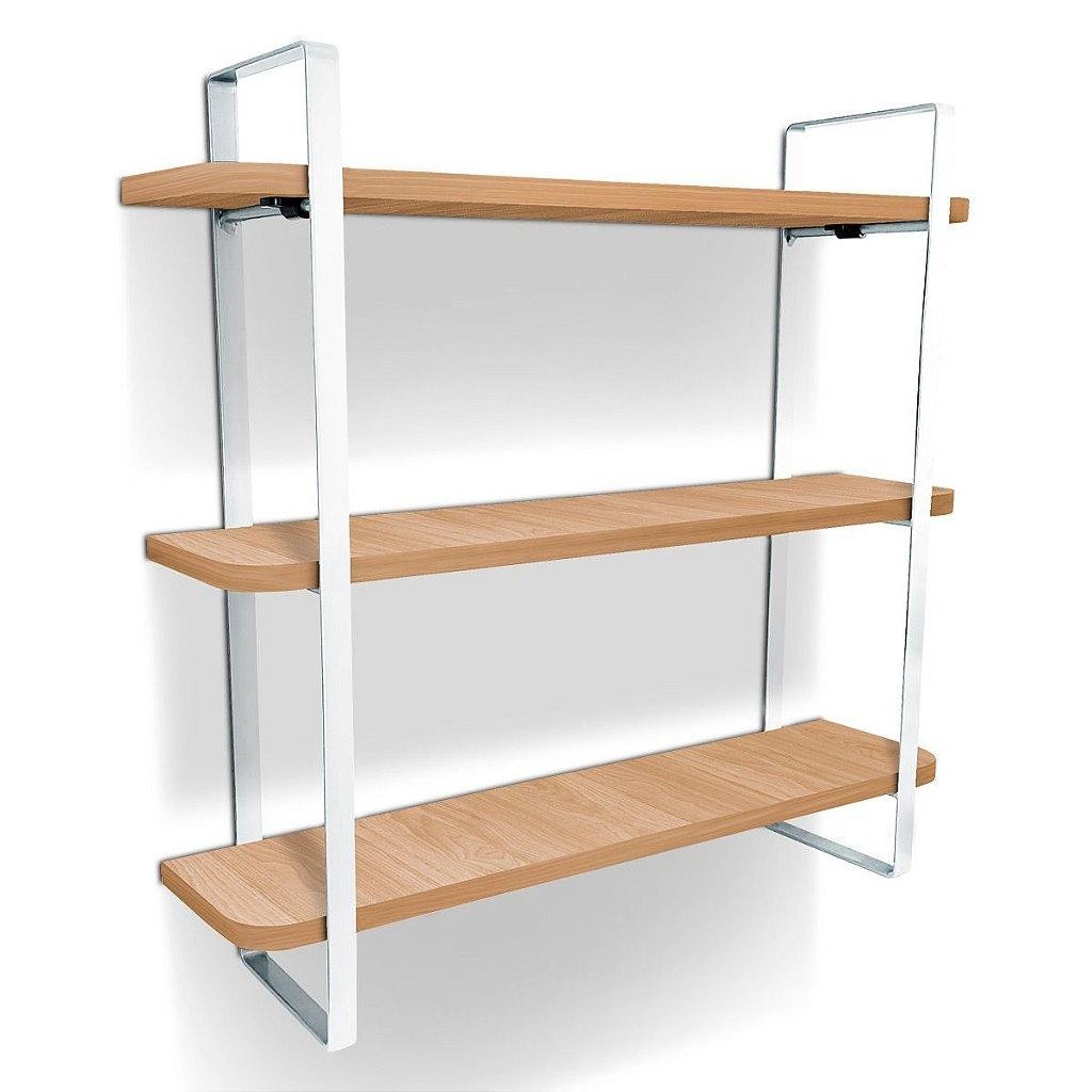 Prateleira Tripla Nicho Hone Modelo Industrial Decoracao Casa 60x15 Branca/Jade