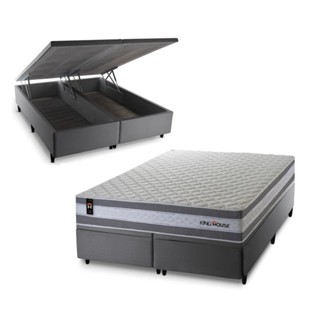 Conjunto Box Baú Alpine Cinza 158x198x72 c/ Molas Ensacadas em Oferta na Shopee