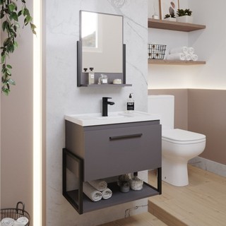 Gabinete para Banheiro com Cuba e Espelheira Istambul  Titanium em Oferta na Shopee