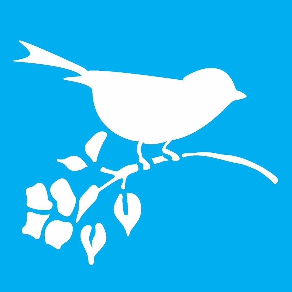 Stencil Opa 14 X 14 cm - Pássaro com Flor - 997