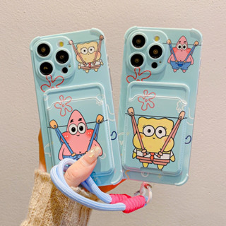 Compatível Para iPhone 16 15 14 Plus 13 12 11 Pro MAX X XR XS 7 8 SE 2020 Bob Esponja Calça Quadrada Cartão Inserível An em Oferta na Shopee