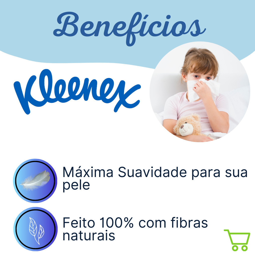 Lenço de Papel Triplo Kleenex Kit 12 Pacotes com 10 Unidades cada