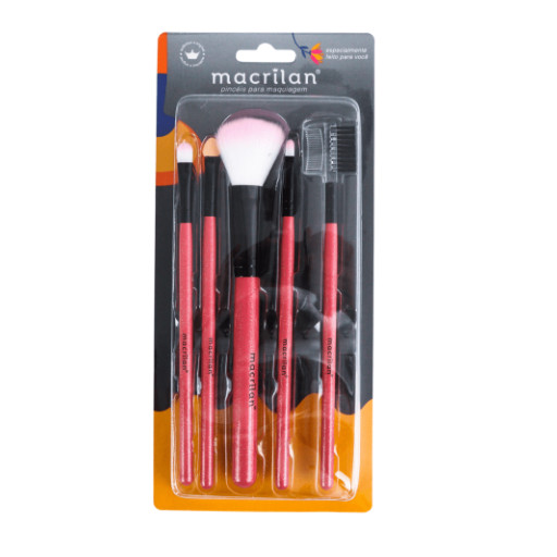 Kit Pincel para Maquiagem Com 5 Pinceis Macrilan