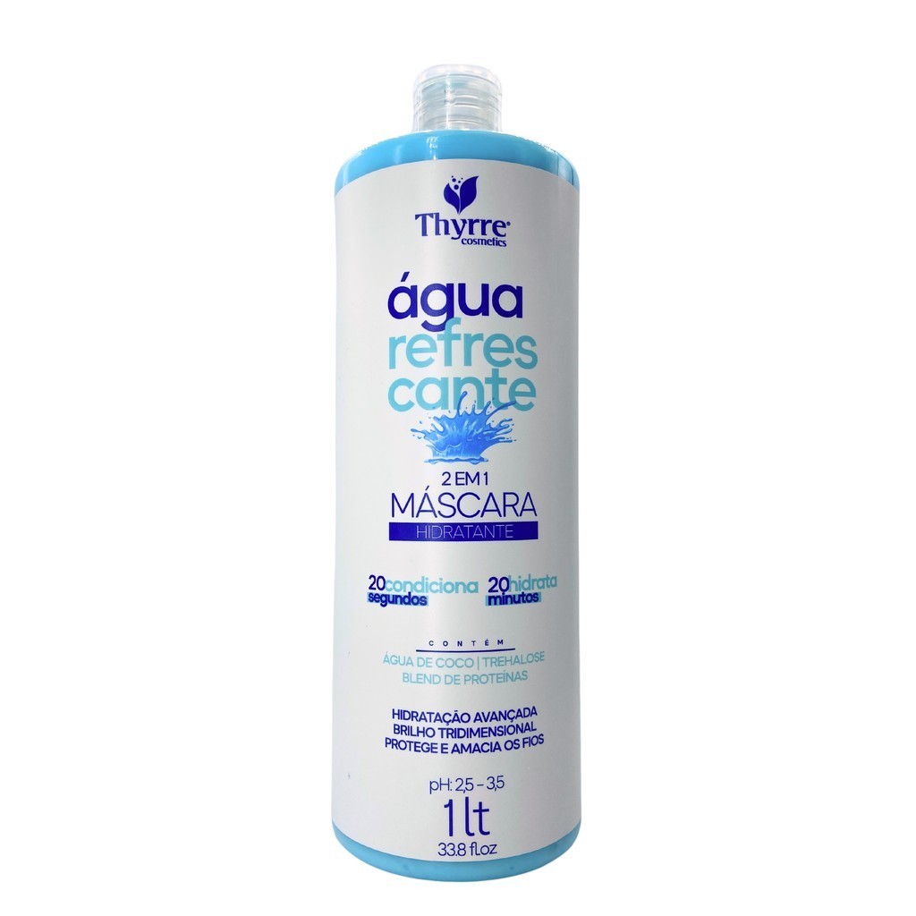 Mascara Água Refrescante 1L Hidratação Avançada Tratamento Capilar Brilho Tridimensional Thyrre
