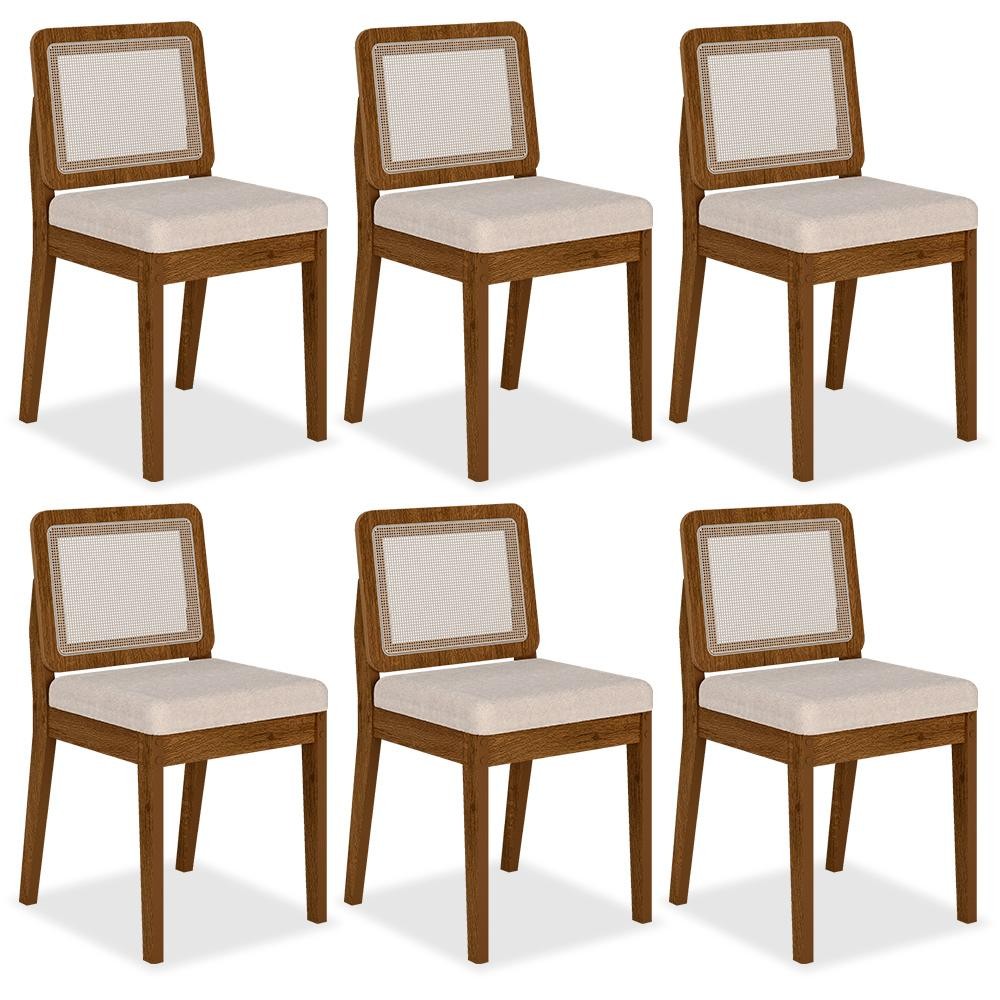 Kit 6 Cadeiras Sextavada Sydney Freijó/bouclé Off White - M. Arapongas em Oferta na Shopee