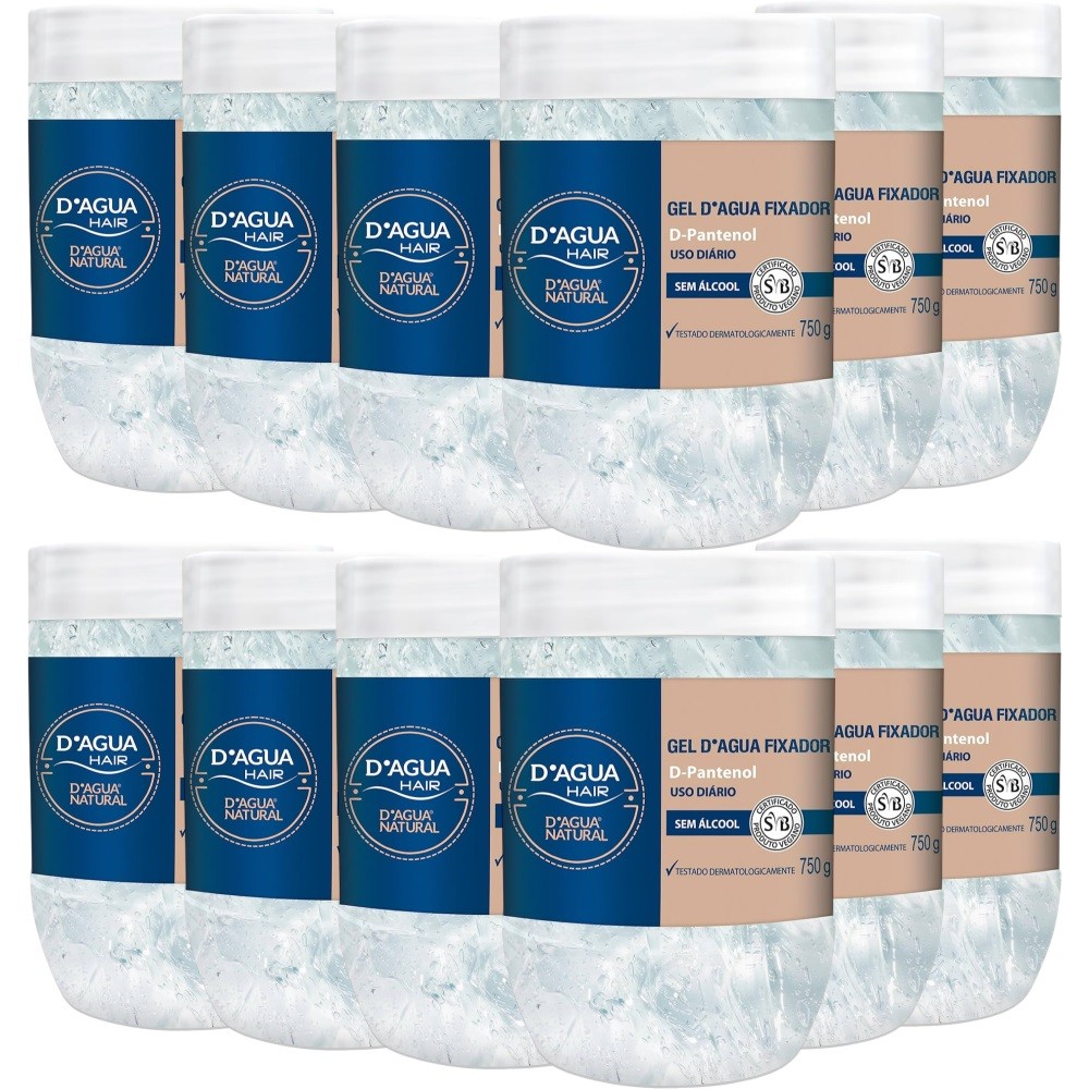 12UN Gel D'agua Fixador Para Uso Diário 750G D'agua Natural