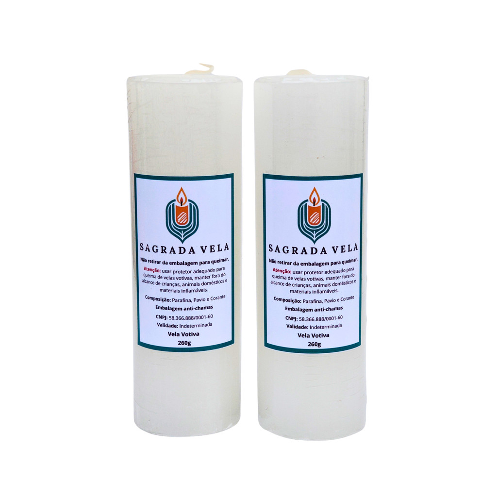 KIT 2 VELAS VOTIVA 7 DIAS 260G SAGRADA VELA - (BRANCA) em Oferta na Shopee