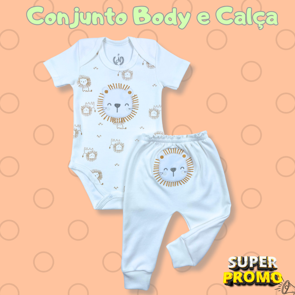 Conjunto Body + Calça Bordada – Super Fofinho para presente em Oferta na Shopee