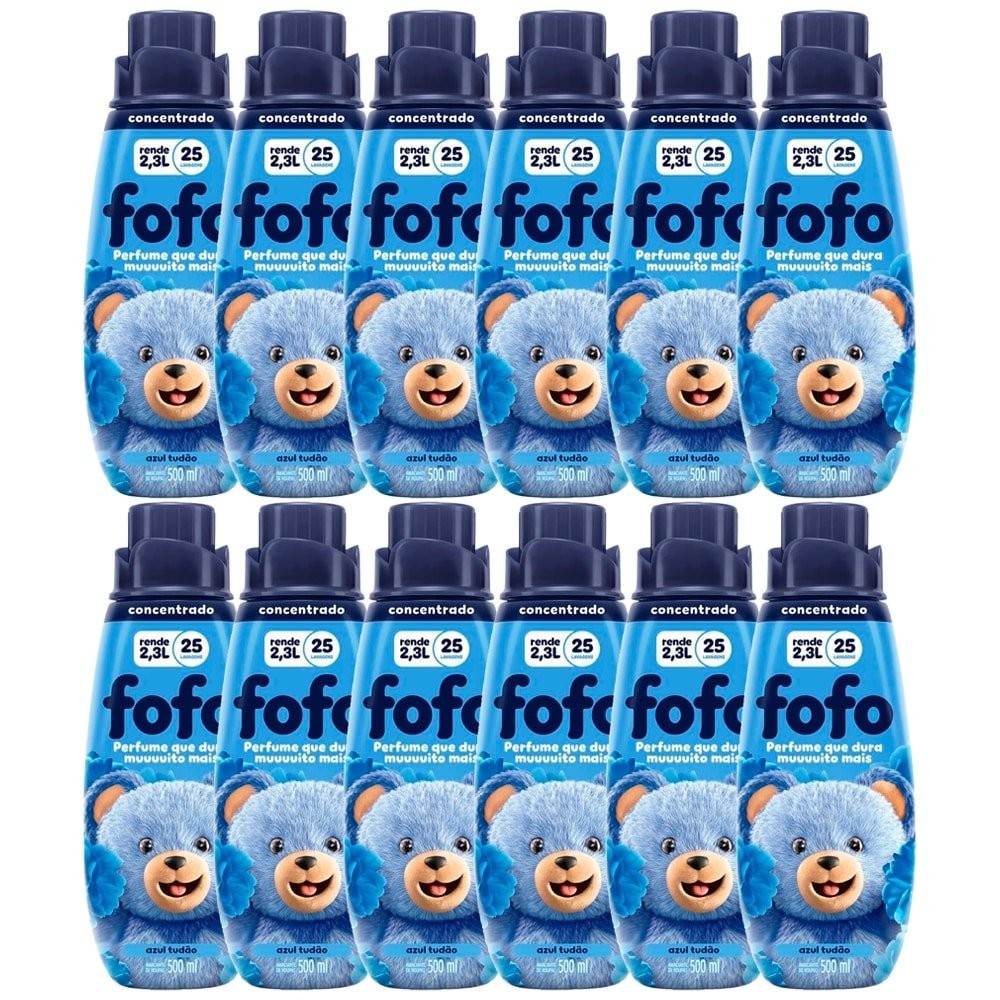 Amaciante Fofo Concentrado Azul Tudão 500ml - Embalagem com 12 Unidades - Home & Living