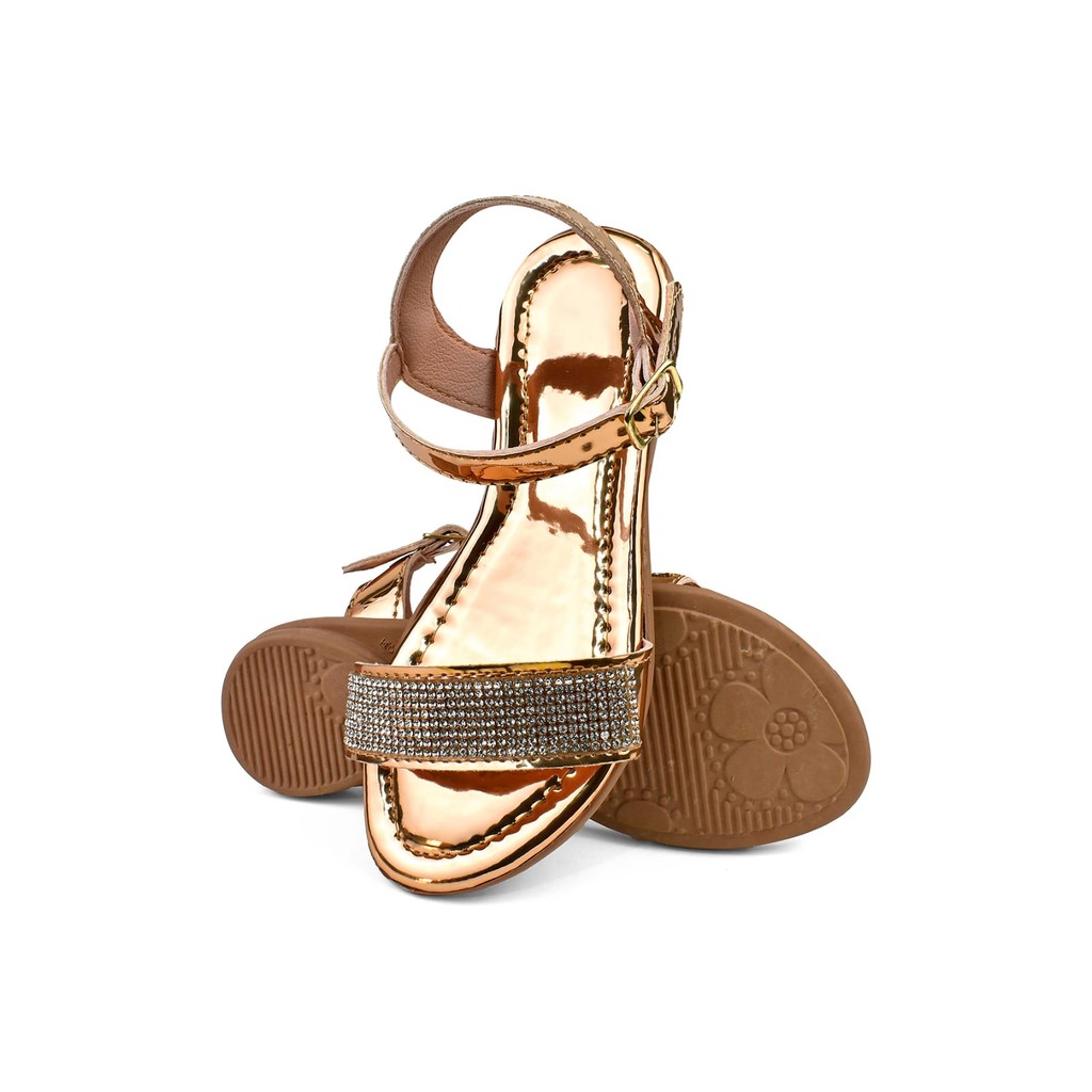 Sandália Infantil Rasteira Casual Fivela Gáspea Strass Brilho Confortável Moda