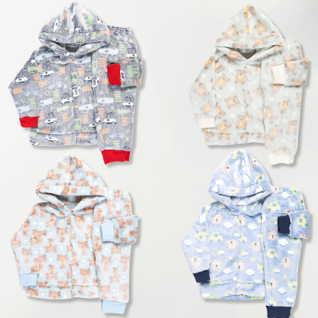 Kit 6 Peças Roupa Infantil Fleece De Inverno Frio Pelucia 3 Conjunto Ludico Alto Relevo Blusa E Calça  Menino Menina em Oferta na Shopee