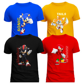 Camiseta avulsa OU Kit 4 Camisetas Sonic Knuckles Tails Shadow Personagens Camisa infantil juvenil E tamanho adulto em Oferta na Shopee