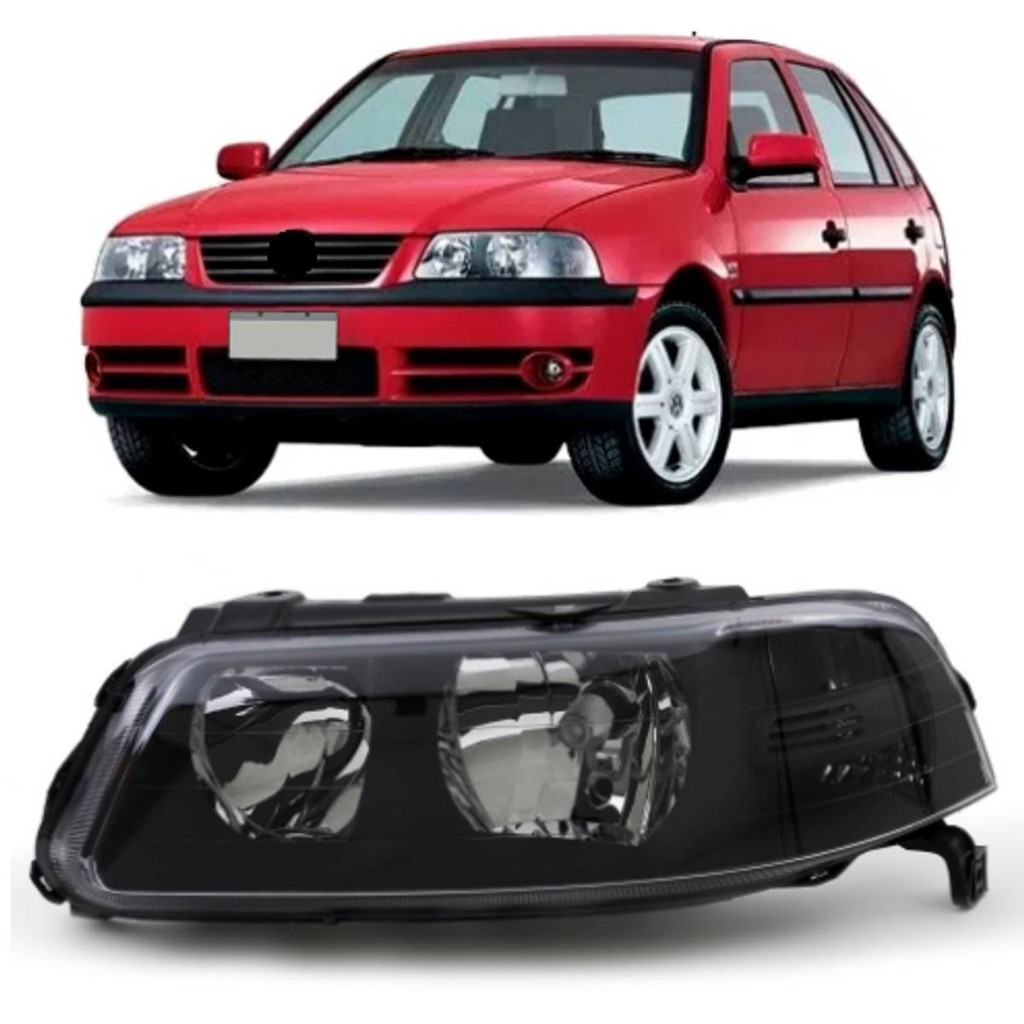 Farol Gol G3 Mascara Negra Foco Duplo 1999 A 2005 Parati G3 2002 A 2006 Saveiro G3 2001 A 2007 Esquerdo