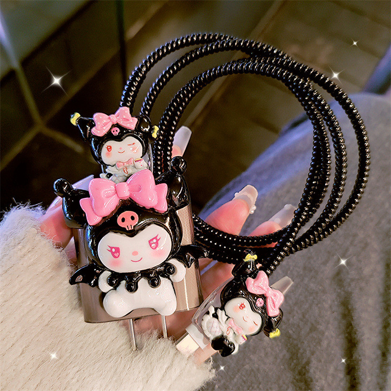Nova Sanrio Kuromi Cabo De Dados Capa Protetora 25w Para Samsung 25w Carregador Dos Desenhos Animados Anti-Fratura Caso
