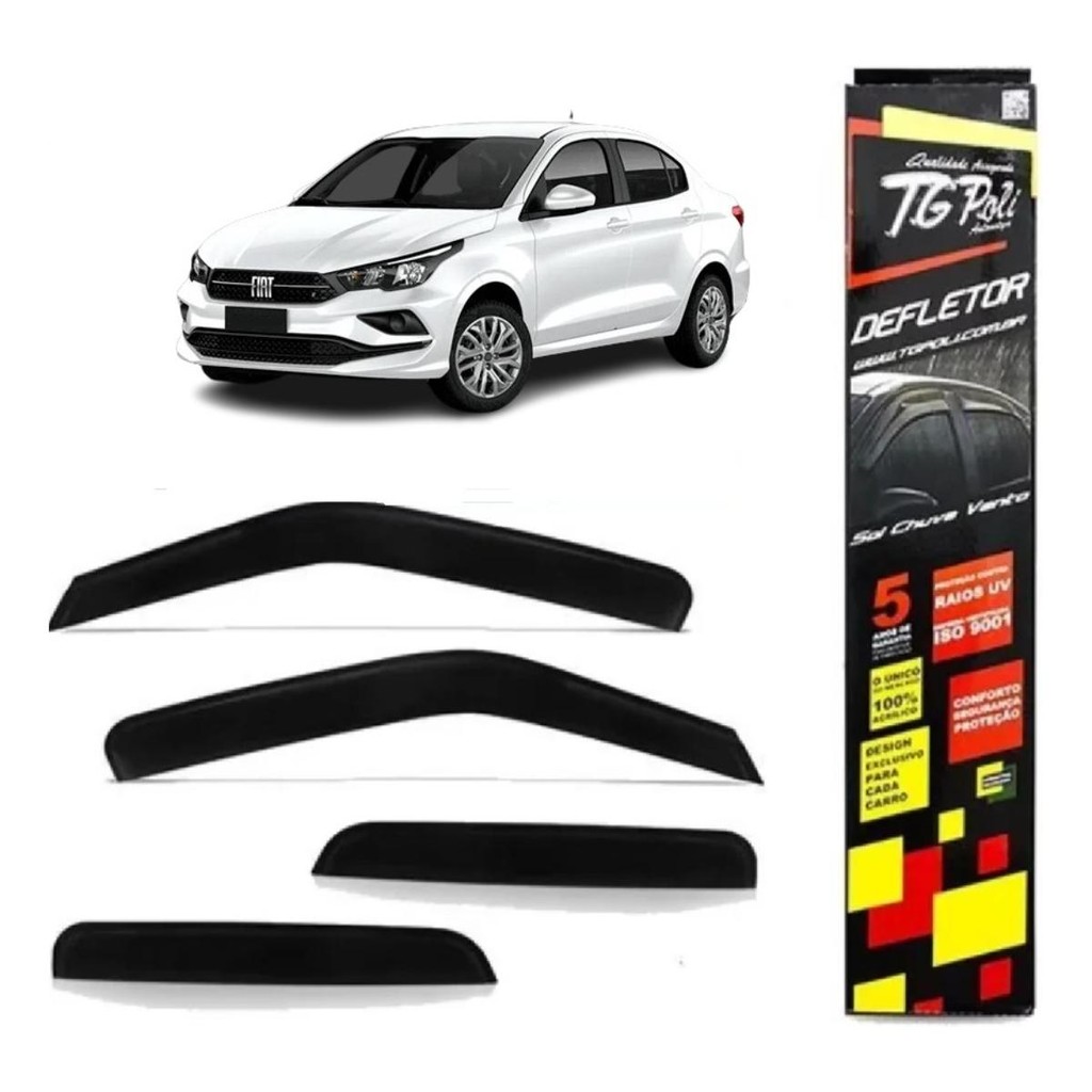 Calha de Chuva Fiat Cronos 2018 a 2026 4 Portas TG Poli Defletor Protetor Janelas Fumê Calha de Chuva Fiat Cronos 2018 a 2026 4 Portas TG Poli Defletor Protetor Janelas Fumê