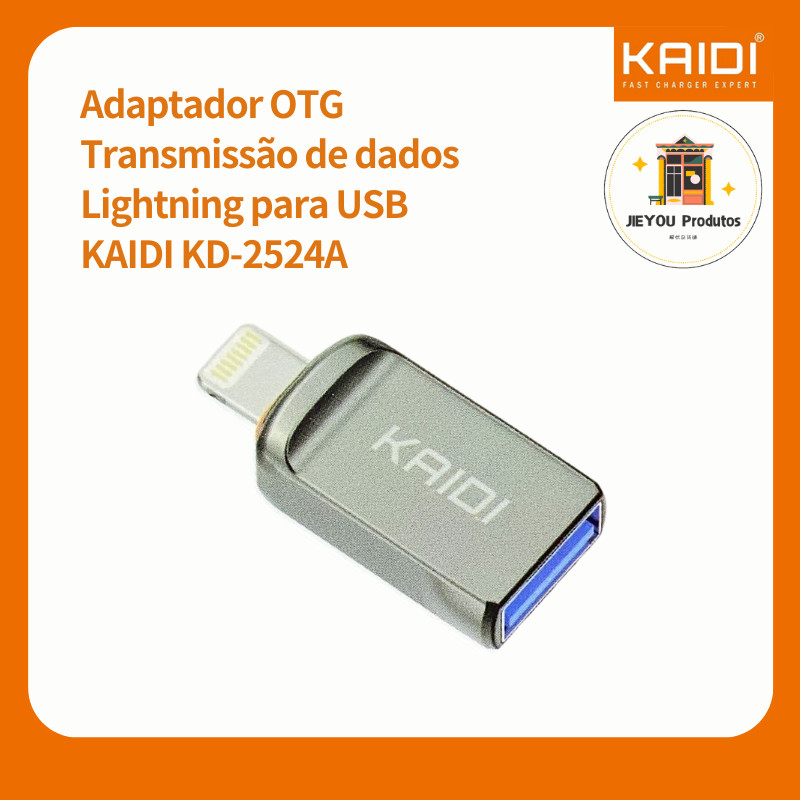 Adaptador OTG Transmissão de dados de Lightning para USB KAIDI KD-2524A
