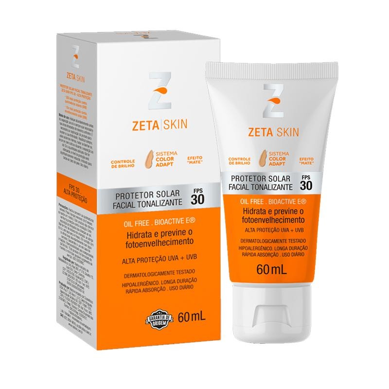 Protetor Solar Facial Tonalizante Zeta Skin Color Adapt FPS30 60ml em Oferta na Shopee
