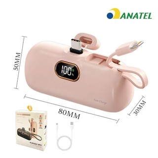 Mini Power Bank Cápsula Criativa Peining 5000mAh Portátil Compatível com iPhone Android C…