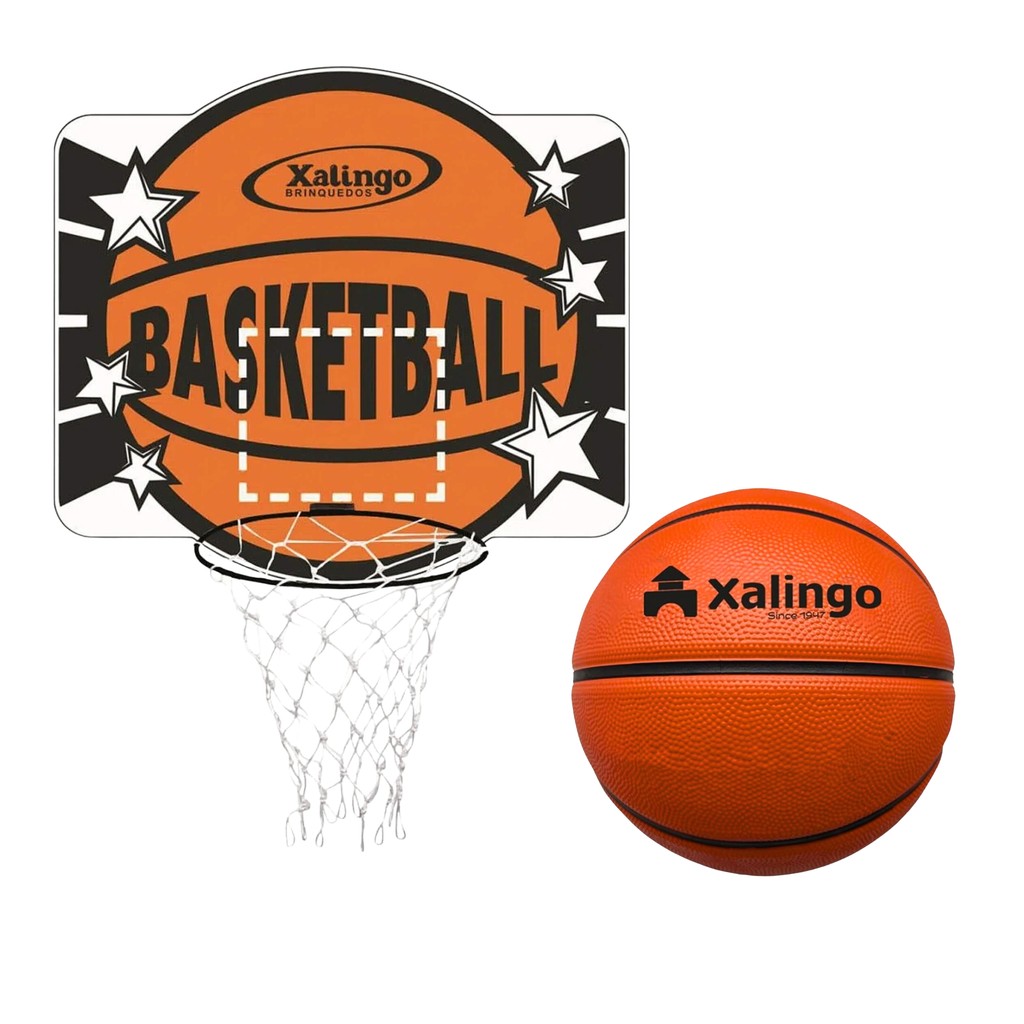 Kit Tabela de Basquete Infantil em MDF Ótima Fixação +6 Anos Xalingo + Bola de Basquete 7 Laranja em Oferta na Shopee