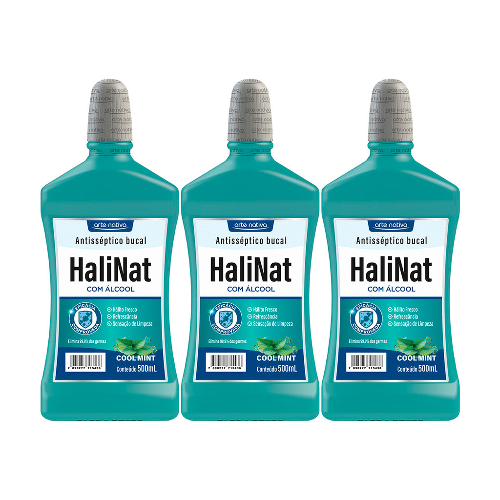 Kit 3 und Halinat Antisseptico Bucal Cool Mint 500 ml